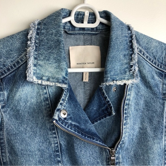 REBECCA TAYLOR Washed Denim Moto Jacket - Picture 4 of 9
